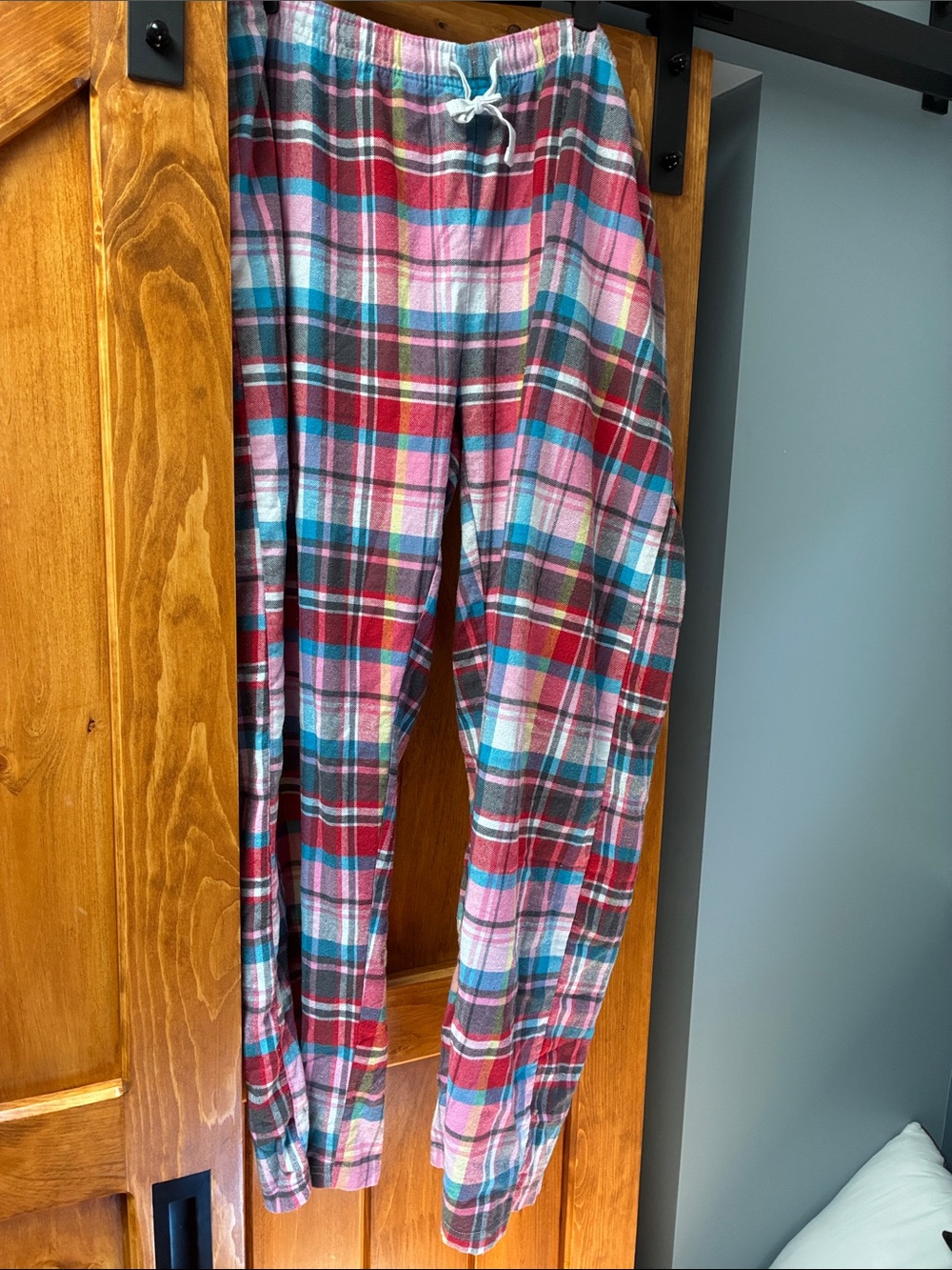 Womens Plaid Flannel Pajama Pants - Pink Multi